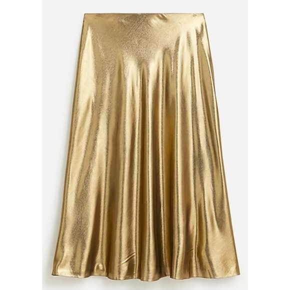 J.Crew Gwyneth slip skirt in gold lamé - Picture 4 of 12